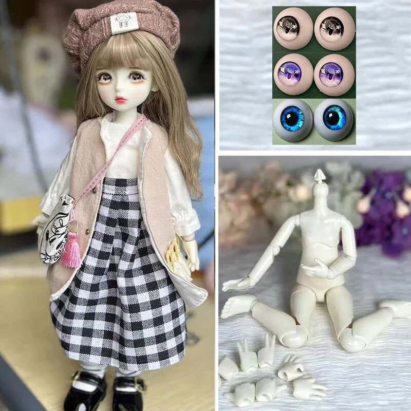 New 1/6 BJD Doll Fashion 30cm Full Set Doll with 3 Pair Eyes Kids