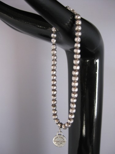 Tiffany & Co. Return to Tiffany 925 Sterling Silver Beaded Charm Bracelet Bangle