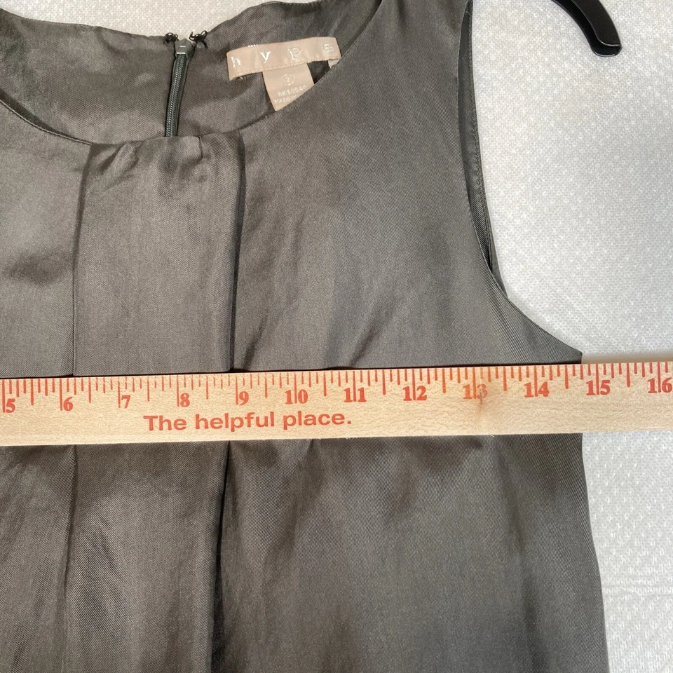 Vestido HYPE Mujer Talla 2 Gris 100% Seda Forrado Retro Preppy Carrera Elegante Coqueta Foto 4 de 4