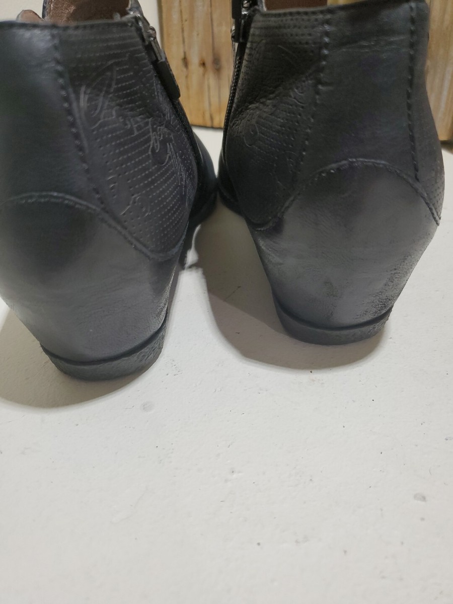 Women's Dansko Luann Black Leather Hidden Wedge Ankle Boot Sz EUR