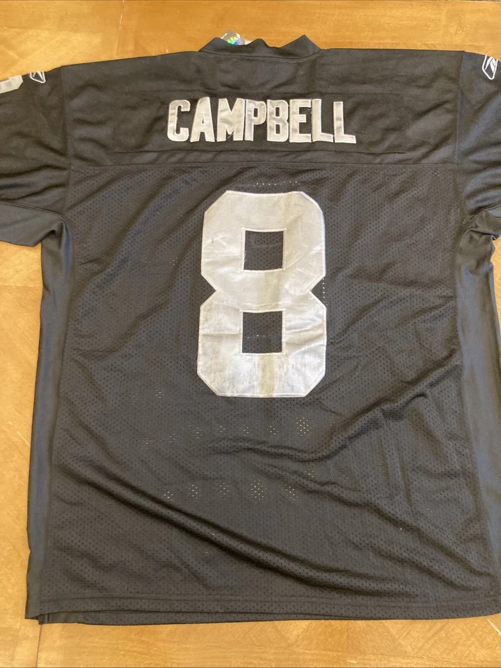 Camiseta de fútbol americano de malla Oakland Raiders Jason Campbell para hombre XL negra #8 NFL 52 Foto 2 de 4