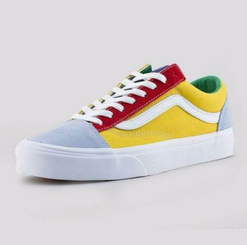 VANS Old Skool Blue Yellow Green Red Colorblock Suede Shoes Wm's 7 NWT DISC - Afbeelding 1 van 1