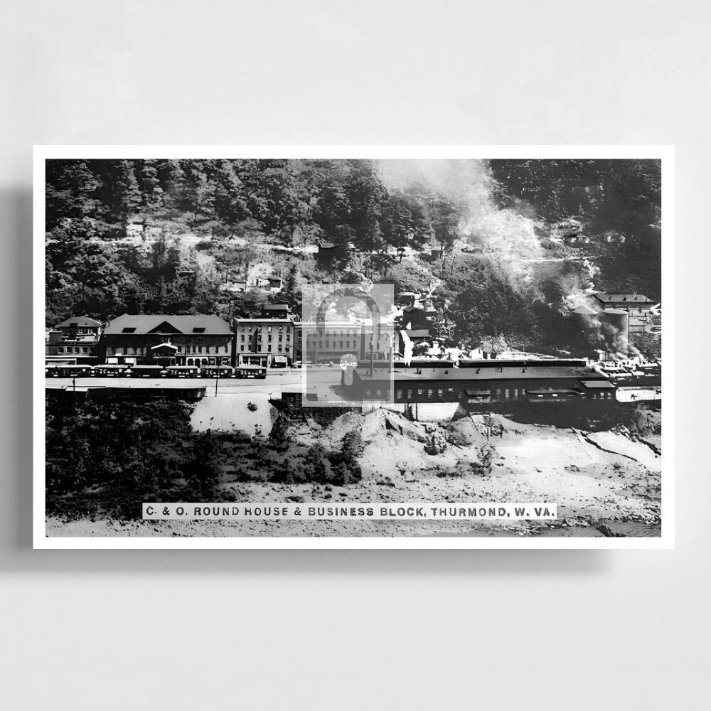Railroad Train Round House Thurmond West Virginia WV Reprint Postcard