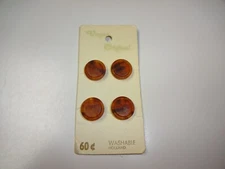 Vintage Vogue Original "Maple Sugar" Tunnel Shank Plastic Buttons 5/8" 4 On Card