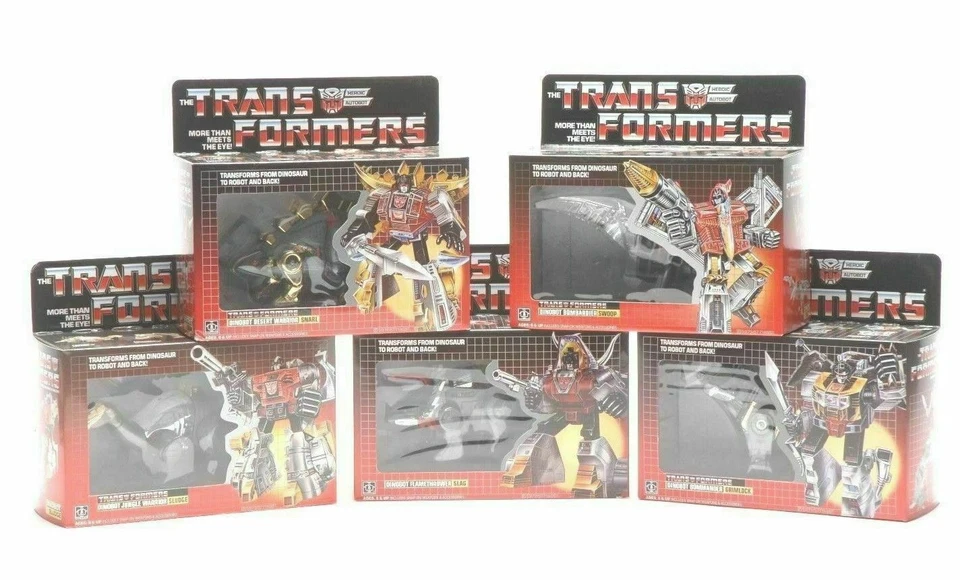 Transforms G1 Reissue Dinobots 5 Set Grimlock Sludge Slag Swoop Snarl Toys - Image 2 of 4