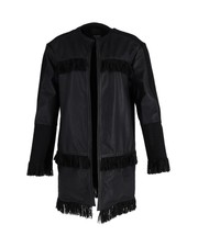 Pinko Nero Limousine Mazinga Fringe Jacket In Black Leather Intm