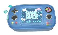 Video Game Controller Shape Pencil Pouch Pen Gear Zip Up Blue With Picture Slot