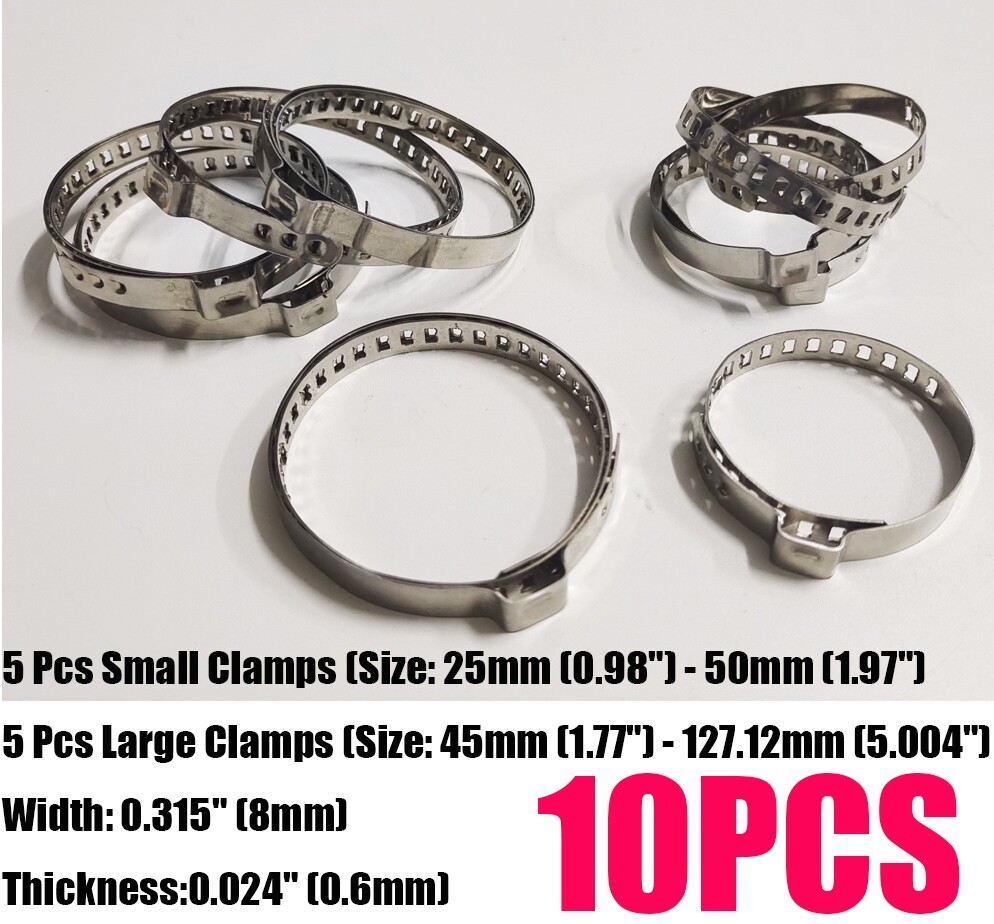 10Pcs Universal CV Boot Clamps Kit Adjustable Small & Large Axle Joint Crimps