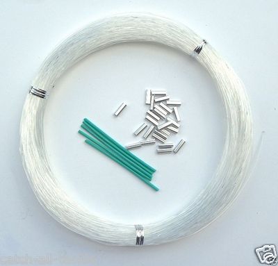Monofilament Leader Kit 100 Yards Clear with 25 Crimps 5 loop protectors