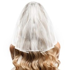 Pearl Short Wedding Veil for Brides  Bachelorette Parties  Bachelorette Par...