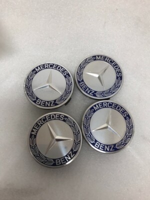 Set of 4 Mercedes 75MM Classic Dark Blue Wheel Center Hub Caps a6981ca9 ...