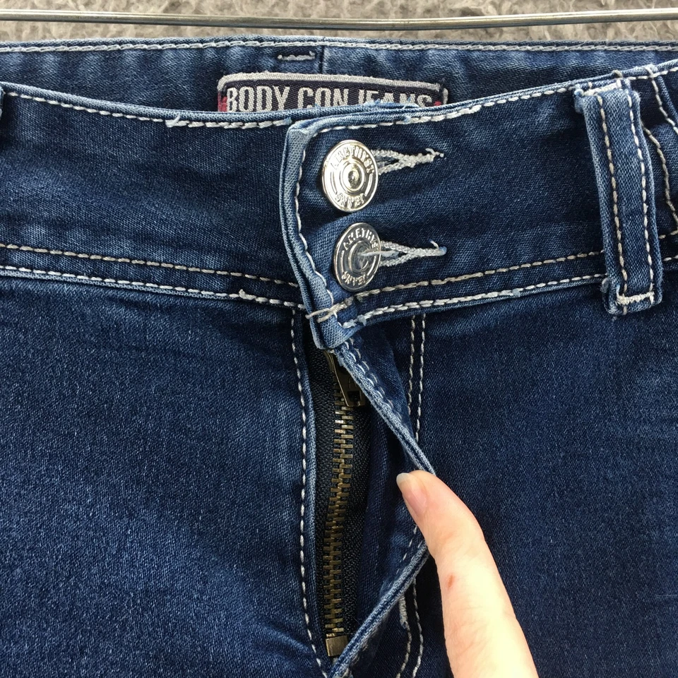 Body Con By Amethyst Skinny Jeans Womens 9 (Actual 32x24) Blue Denim Low Rise - Image 3 of 4