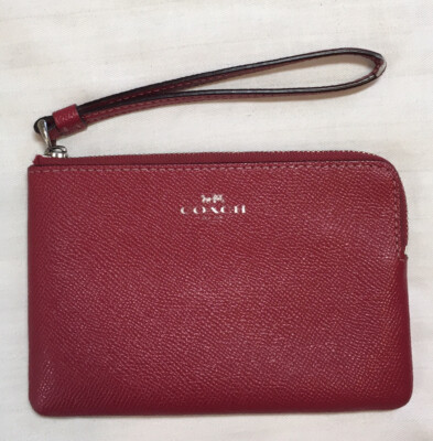 Coach Corner Zip Wristlet Wallet In Red / Gold 58032 | eBay