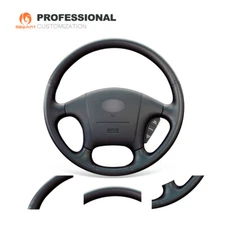 MEWANT Black Genuine Leather Car Steering Wheel Cover for Hyundai Sonata 2004