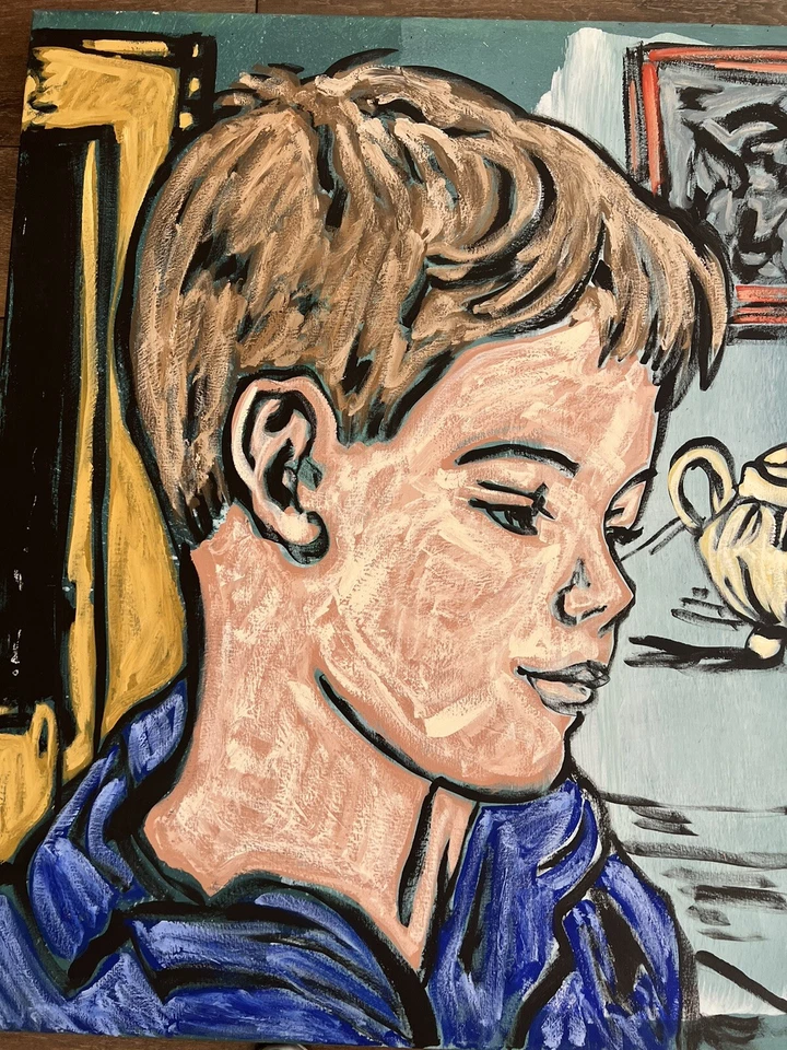 DAVID BROMLEY Children Series "portrait " Polymer on Canvas 121.5 x 152.5cm - image 2 of 4