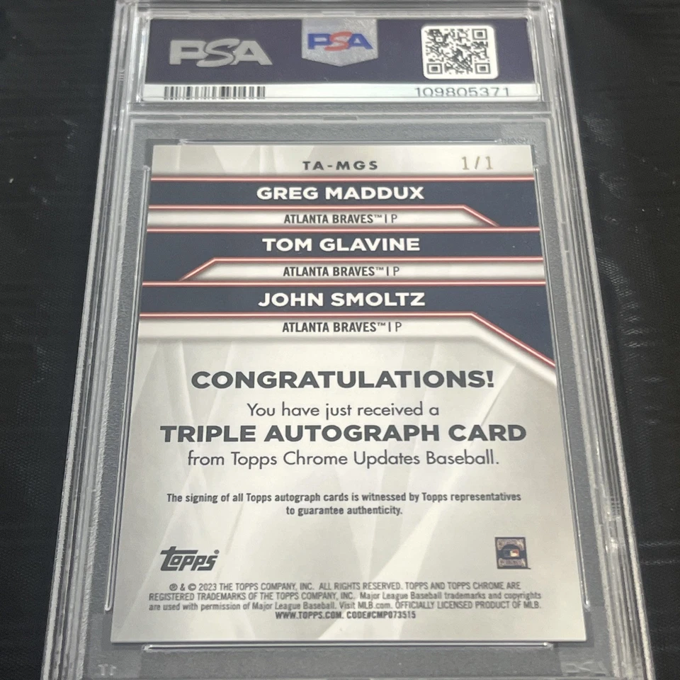 Glavine Smoltz Maddux Super Fractor 1/1 三重签名 Psa 10 2023  — 第 2/2 张图片