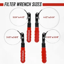 High Grade Swivel Oil Filter Strap Removal Wrench Set 4 Piece 2-3/4" 5-1/4" 3099