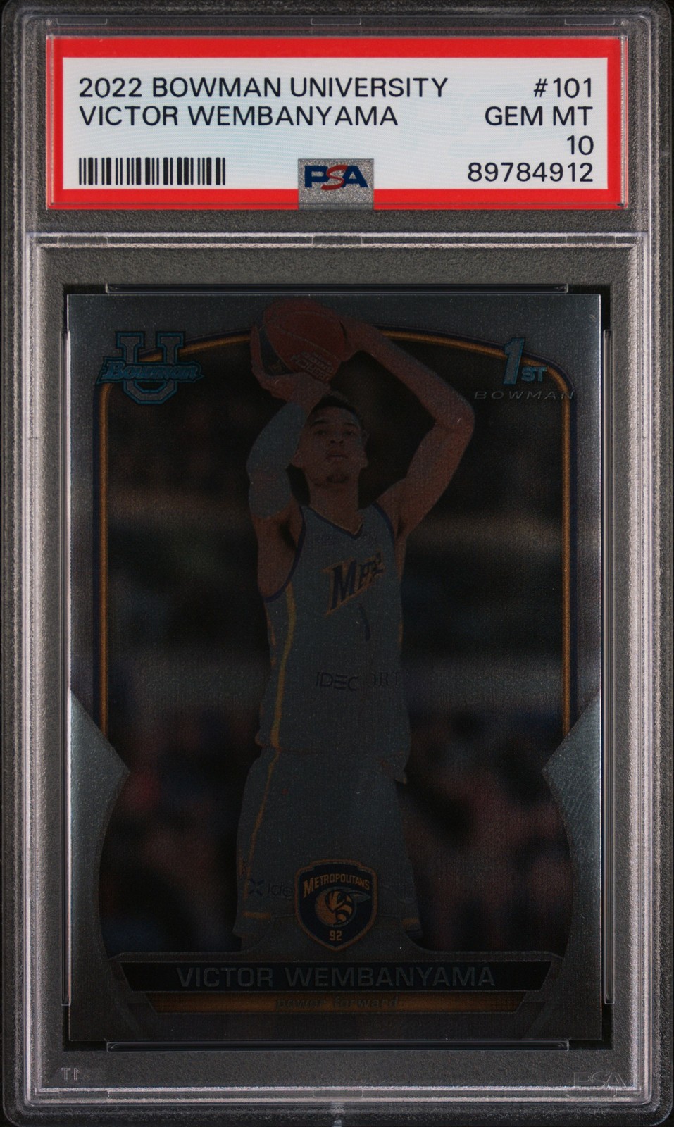 2022 BOWMAN CHROME UNIVERSITY #101 VICTOR WEMBANYAMA PSA 10