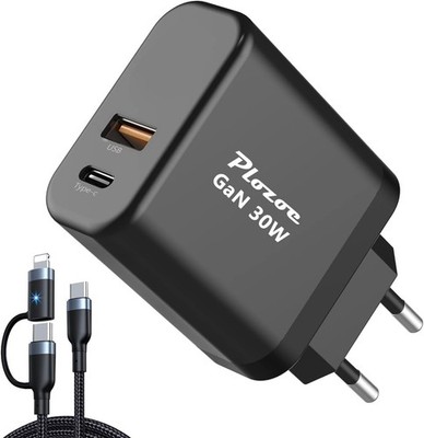 30 W USB-C PD Ladegerät Dual-Port Fast Charger GaN für Handy, Tablet, Laptop NEU