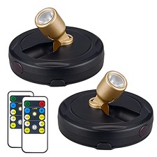Wireless LED Spotlight, Battery Powered Picture Lights, 2 Pack Black Gold
