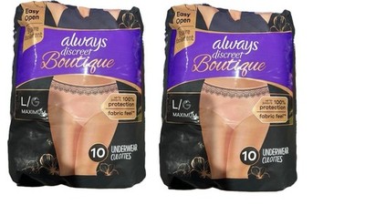 2 NEW ALWAYS Discreet Boutique Women's Incontinence Underwear Large~L~10 Count