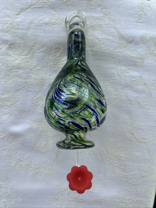 Handmade Blown Glass Hummingbird Feeder