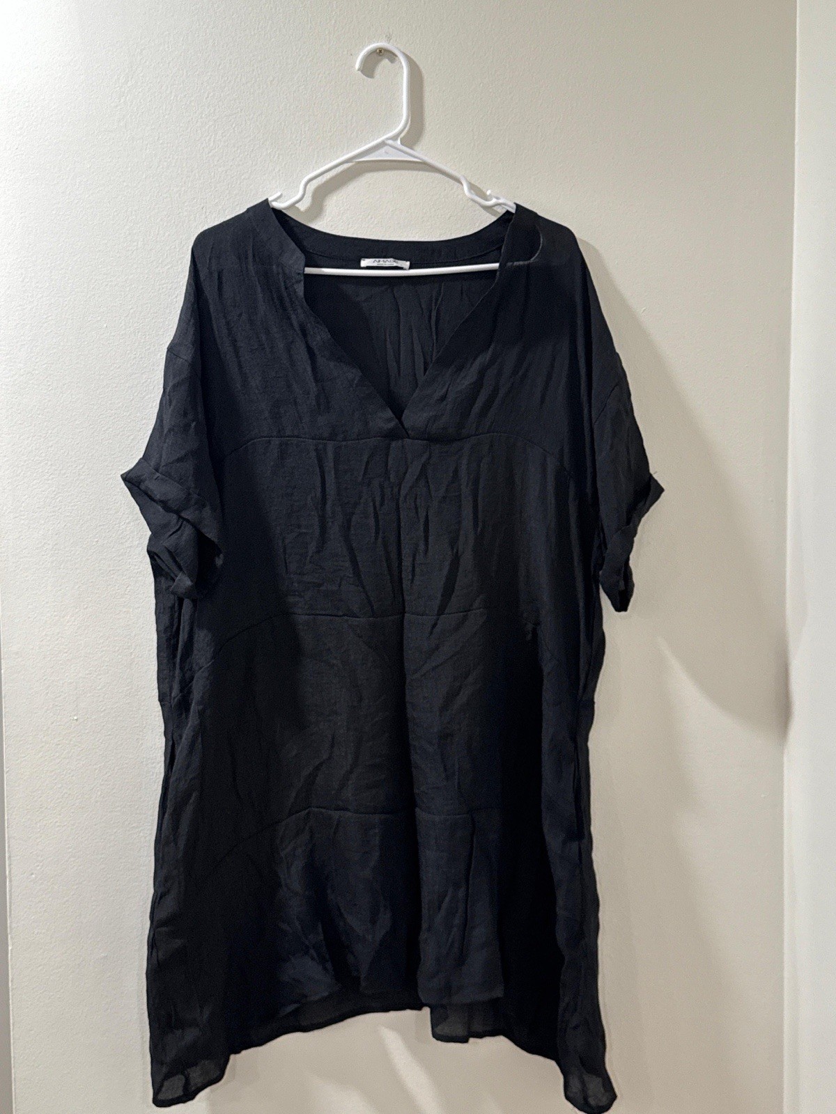 Women's Black Drop Shoulder Short Top Size XL - AIMAGE