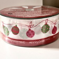 Wired Christmas Ribbon Ornaments Design 2.5 Inch x 55 Yards