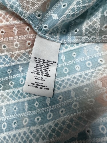 Ruby Rd Cardigan Open Front Size 1X 3/4 Sleeve Embroidered Blue Peach $69 - 第 13/14 張圖片
