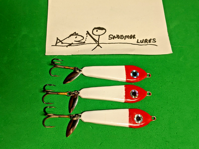 3 - 1 oz Slab Fishing Spoons Casting Jigging Lead Lures white and Red | eBay