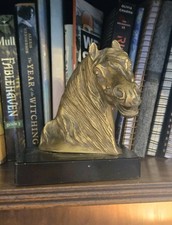Single Brass Horse Head Bookend Vintage MCM Decor