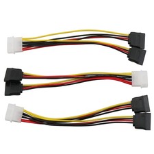 4 Pin Molex To Dual SATA Power YCable Adapter 15 Pin Splitter 18AWG 3 PCS