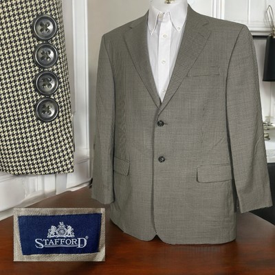 Stafford Sport Coat Mens 44R Multicolor Houndstooth Wool Two Buttons
