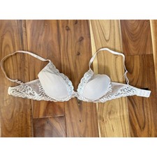 Natori Feathers Plunge Bra 32C Beige Lace Trim