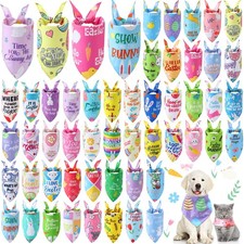 Chunful 50 Pcs Easter Dog Bandanas Bulk with Sayings Holiday Dog Bandanas Triang