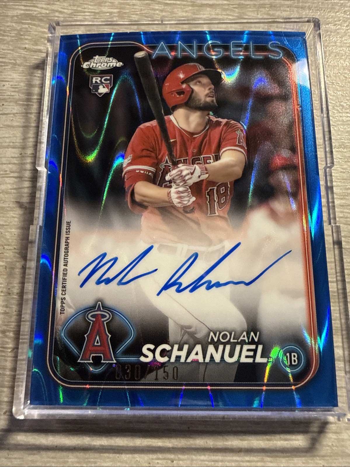 2024 Topps Chrome Rookie Auto Nolan Schanuel #RA-NS Blue RayWave Refractor /150
