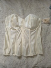 DOMINIQUE Ivory Satin Torsolette Bridal Bustier Longline Corset Bra 36DD 36 D Q