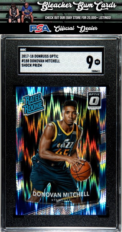 2017-18 Donruss Optic 188 Donovan Mitchell Shock Prizm SGC 9