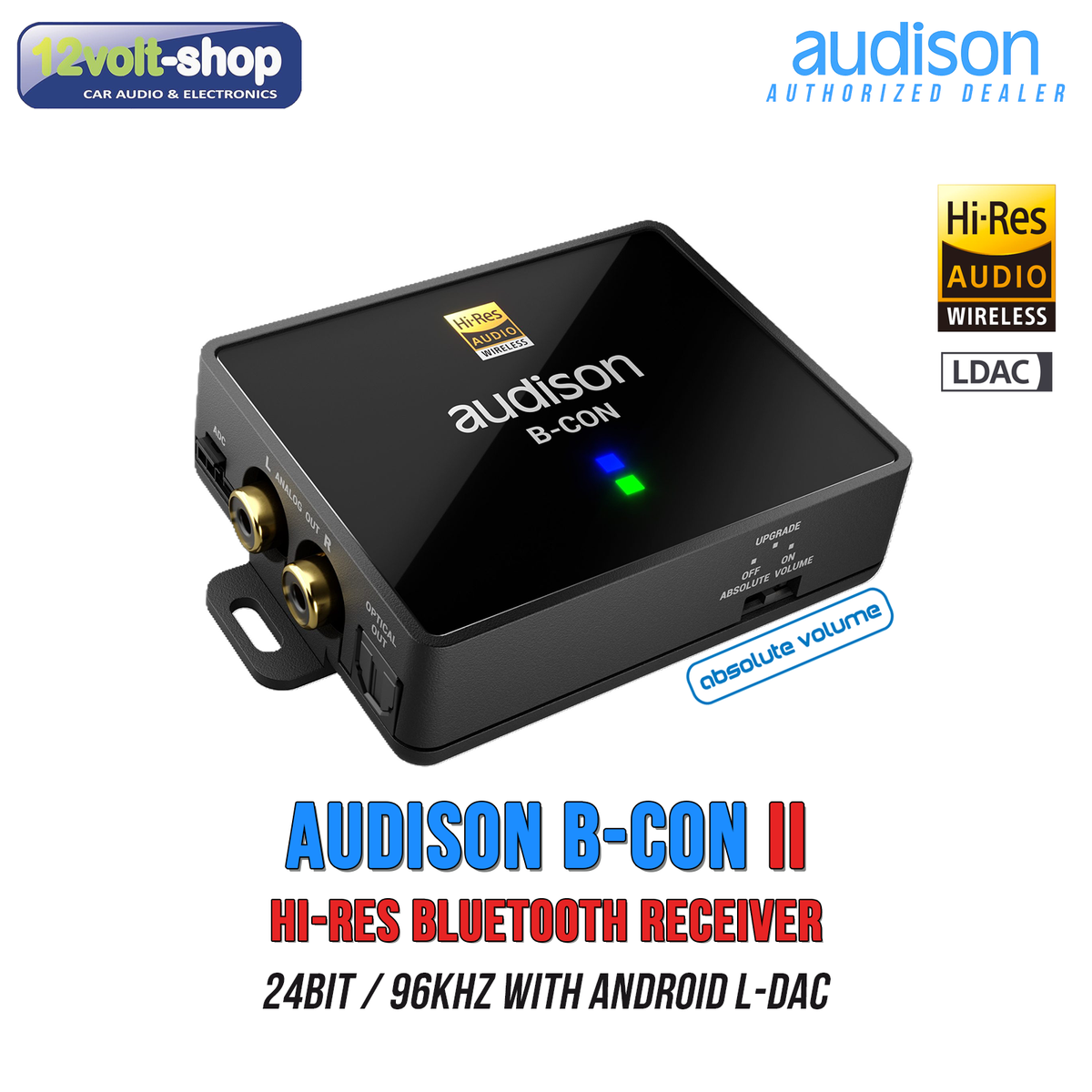 Audison B-CON II - Hi-Res Bluetooth Audio Receiver with Android L