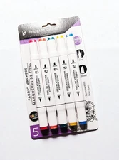 PrimeArt Fabric Markers, Fine & Broad Tips, Basic Colors, Art Supplies