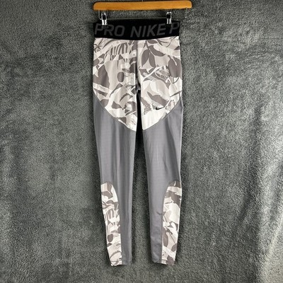 Nike Pro Womens Dri-FIT Workout Leggings Grey Camo Print Size Small Gym  Running