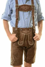Men's Authentic Bavarian Oktoberfest Lederhosen Short German Traditional Outfit