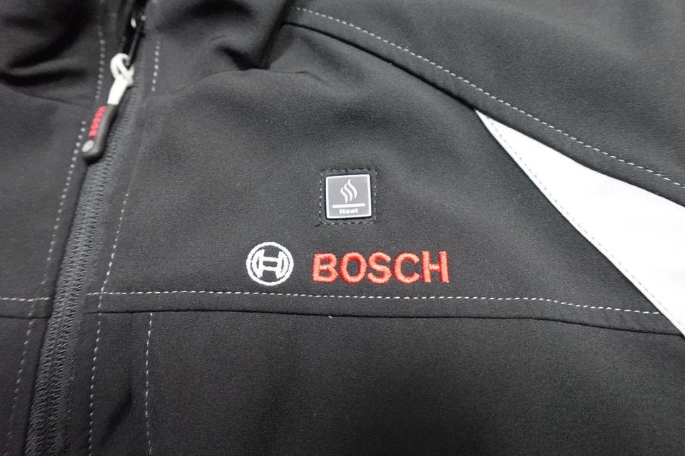 博世加热软壳夹克女式大号黑色工作服拉链口袋反光 — 第 2/4 张图片