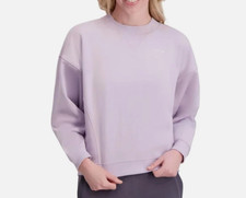 DKNY Sport Women's Crewneck Long Sleeves Fleece Logo Sweatshirt, Purple, M