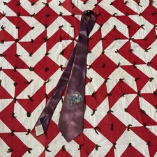 Vintage Surge Dairy Hand Painted Neck Tie Purple As Is Worn 50s