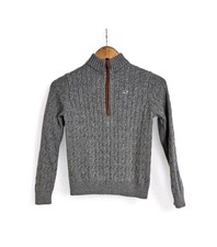 Vineyard Vines Boy's Gray Cable Knit 1/4 Zip Preppy Pullover Sweater Small 8-10
