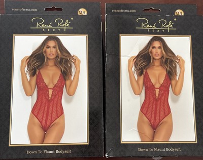 2- Rene Rofe Down To Flaunt Bodysuit Both New In Package