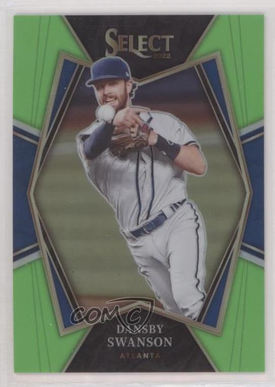 2022 Panini Select Premier Level Neon Green Prizm 99/99 Dansby Swanson #130 0a2t