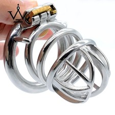 Stainless Steel Male Chastity Cage Device Men Metal Locking Belt Restraint
