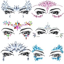 6 Sheets Face Jewels Face Gems Stick On, Self Adhesive Rhinestones for Makeup...